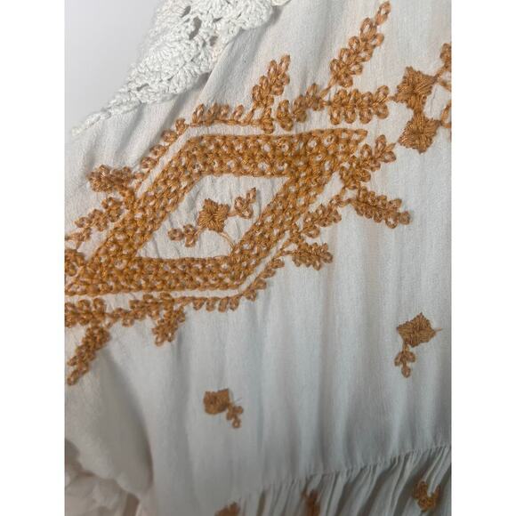 Free People Lavender Fields Long Sleeve A-Line Midi Dress Cream Women's Size L - Picture 8 of 13